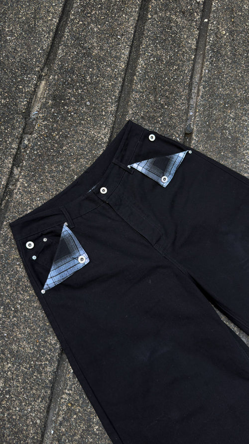 black plaid canvas