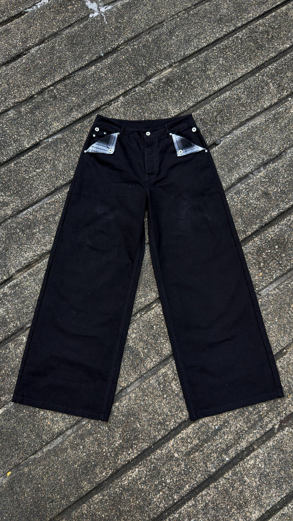 black plaid canvas
